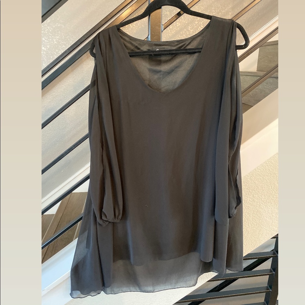 Cold shoulder, sheer arm dress